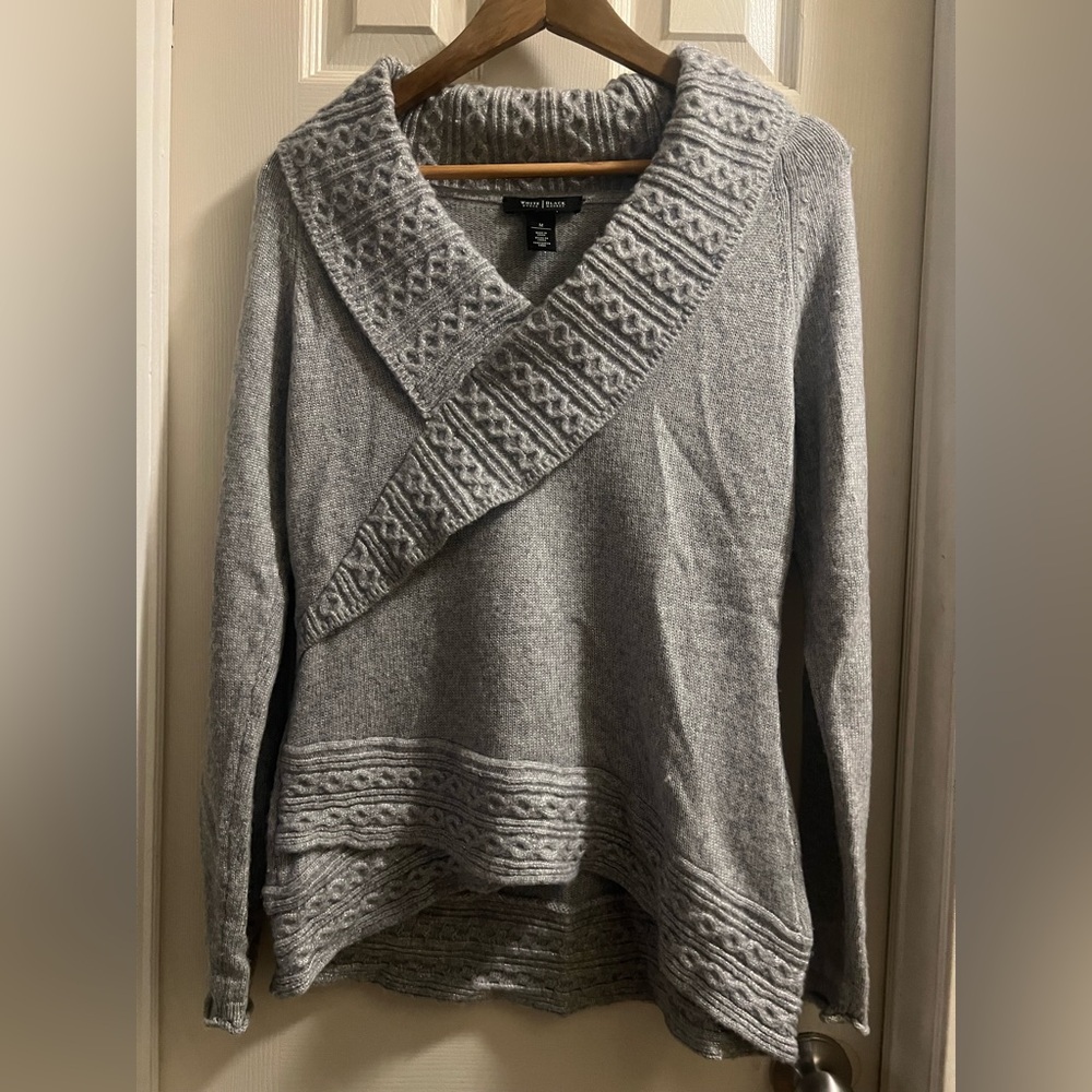 White House Black Market Heather Gray Knit Sweater